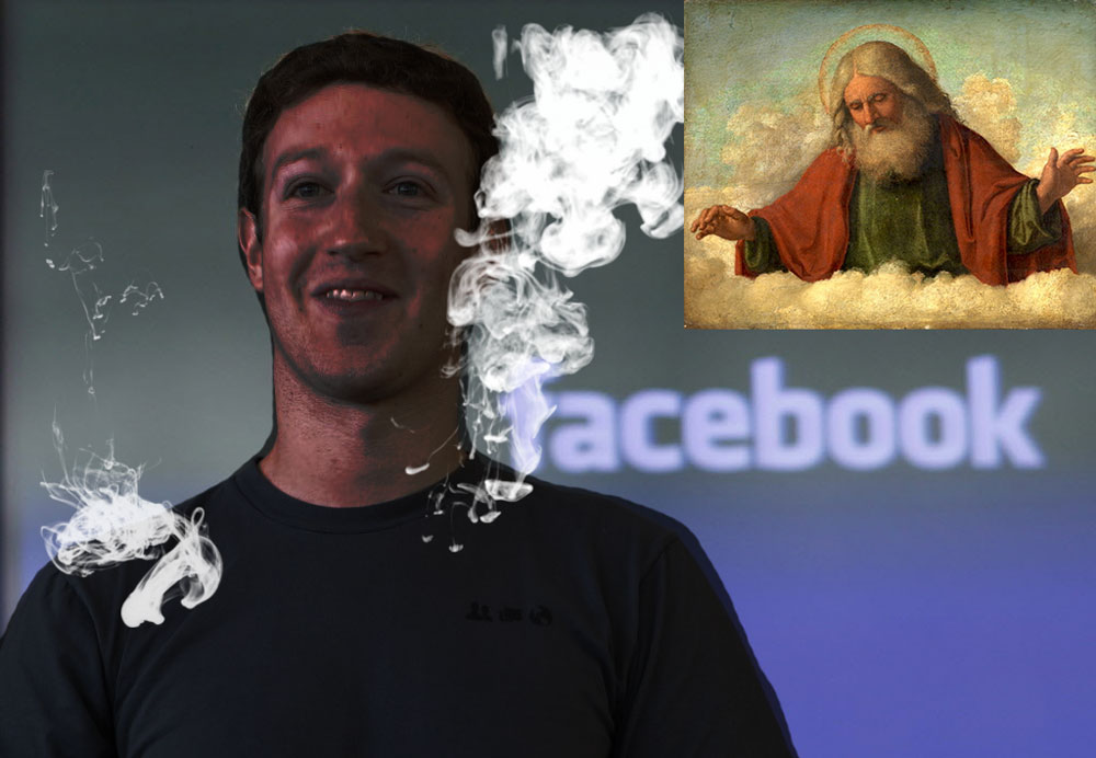Pugno duro di Mark Zuckerberg contro le bufale. Dio mette “Mi Piace” poi ci ripensa e lo fulmina all’istante